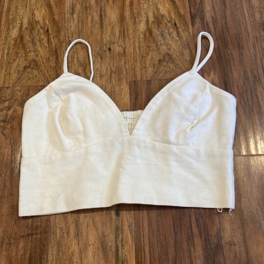 Cream Spaghetti Strap Crop Top